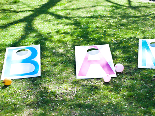 diy cornhole game with letters