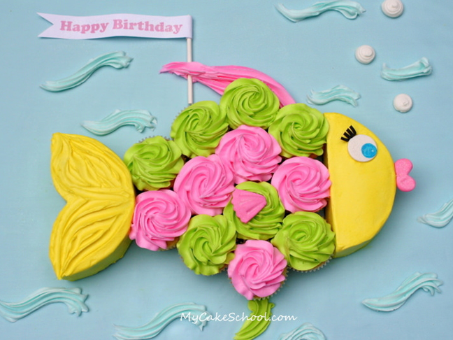 fish cupcake cake