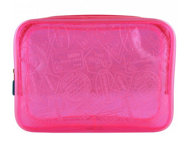 hot pink translucent toiletry bag