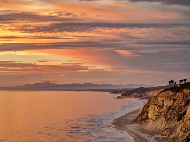 Blacks Beach at sunset, La Jolla, San Diego, California, USA