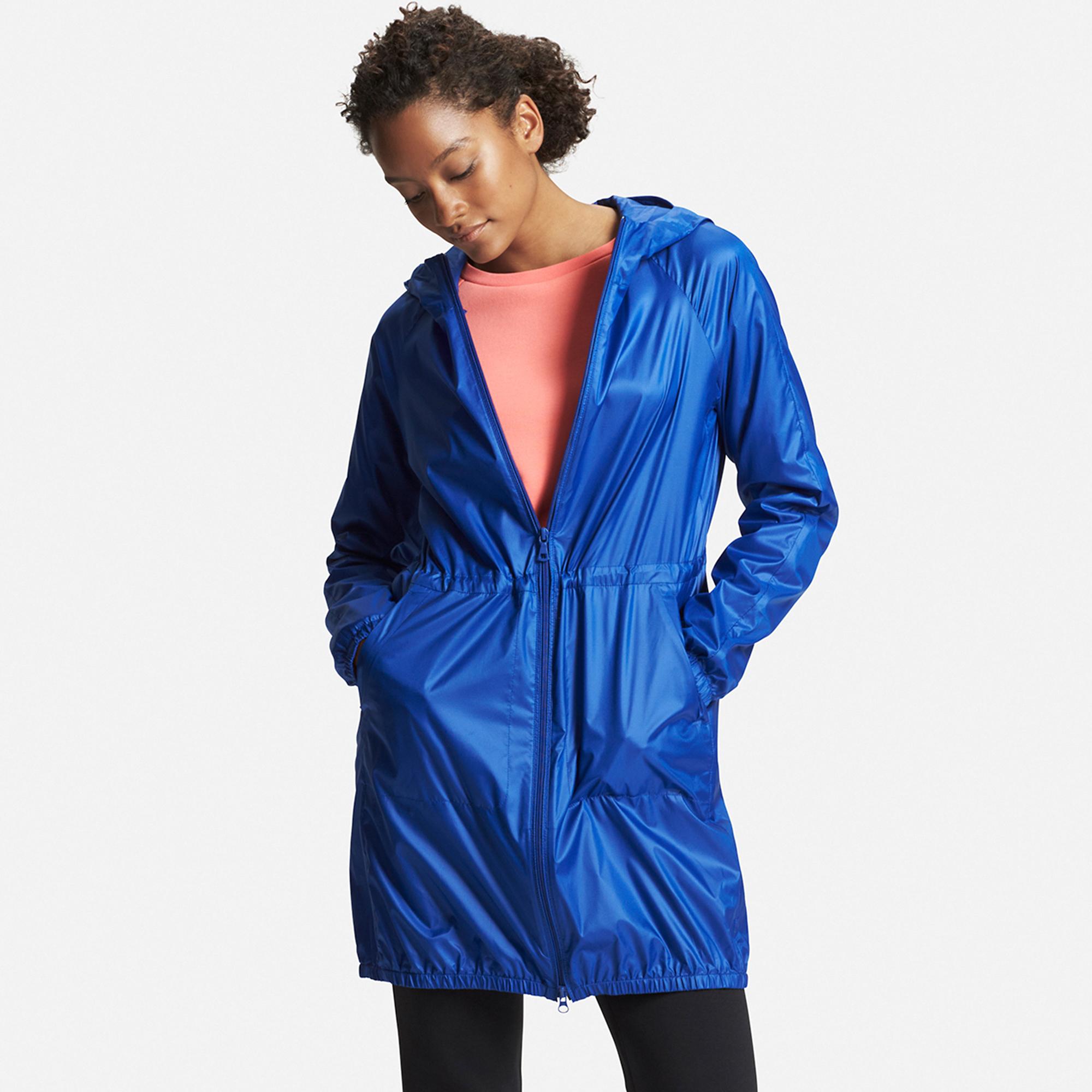 uniqlo blue raincoat with pockets