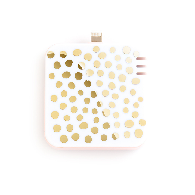 white and gold metallic dot back up battery for iPhone