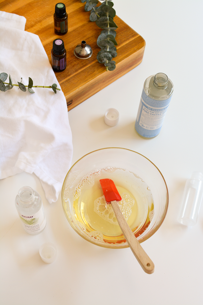 castile soap in glass bowl