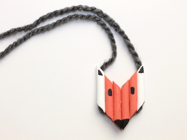 colorful fox pasta necklace with yarn