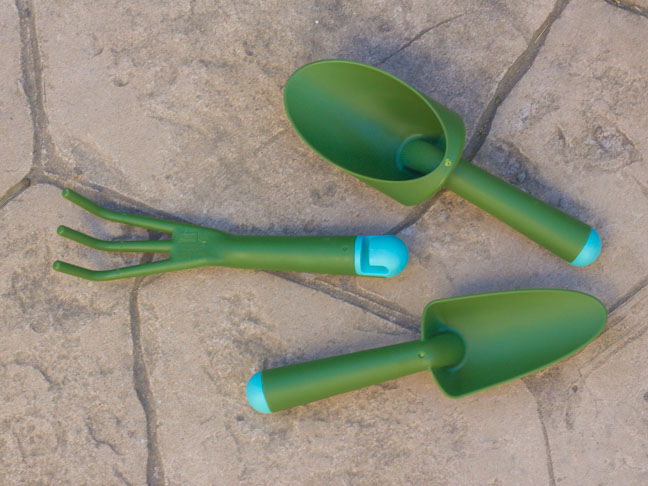 green plastic mini gardening tools