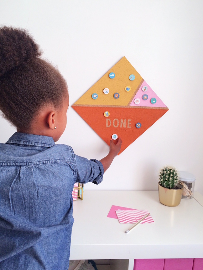 DIY Cork Board Chore Chart for Kids | Shauna Younge for Momtastic