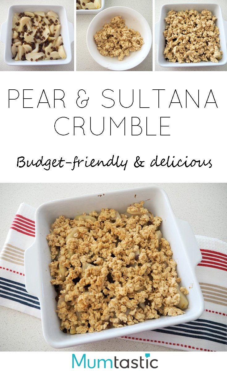Pear and Sultana Crumble recipe - budget-friendly and delicious