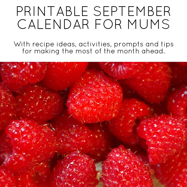 September printable calendar for mums - by Mumtastic