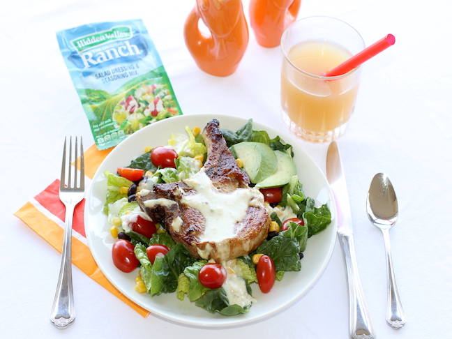 hidden valley ranch southwest salad with pork chop