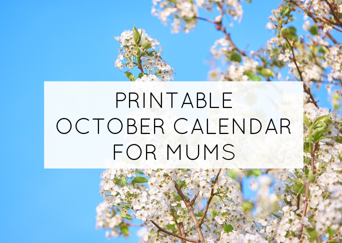 October printable calendar for mums - free printable