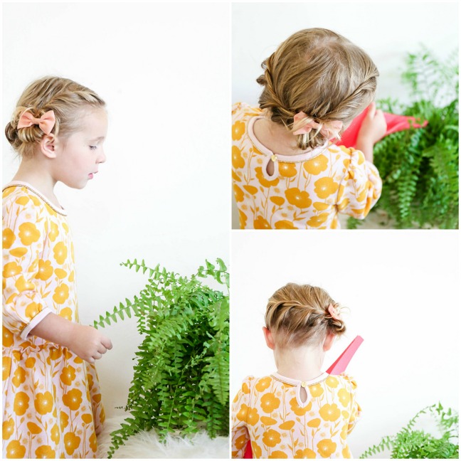 braided toddler hair with little bow