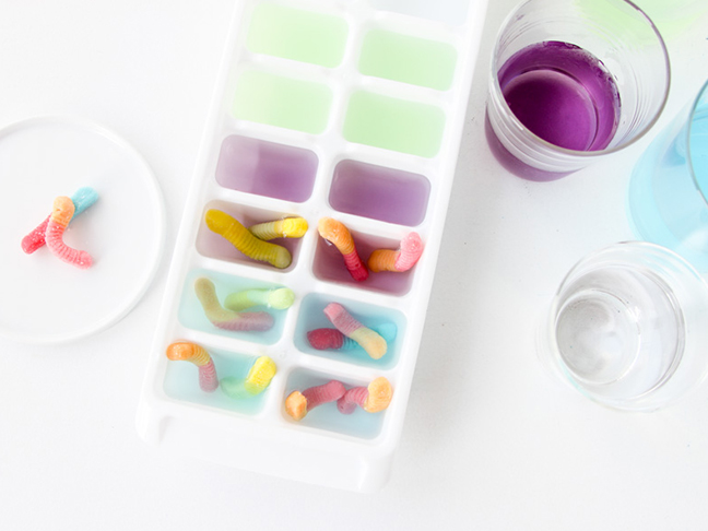 DIY Gummy Worm Ice Cubes for Halloween Pranks