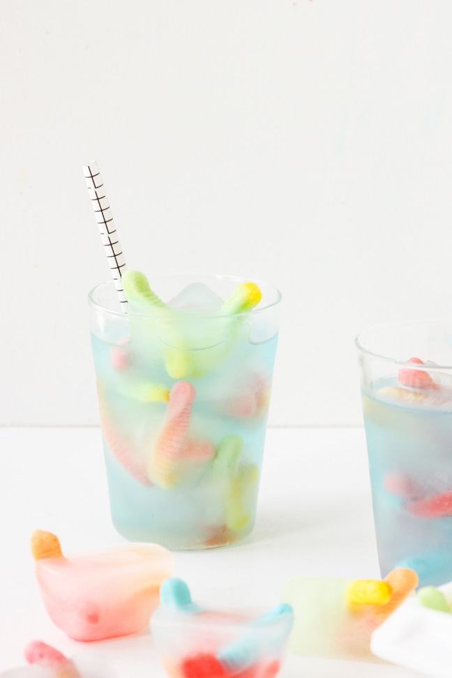 DIY Gummy Worm Ice Cubes for Halloween Pranks