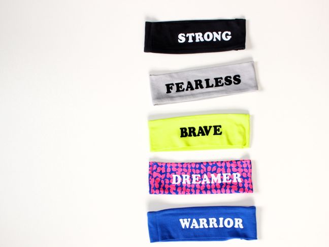 neon stretchy headbands with girl power words