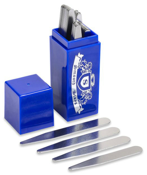 collar stays in blue plastic case