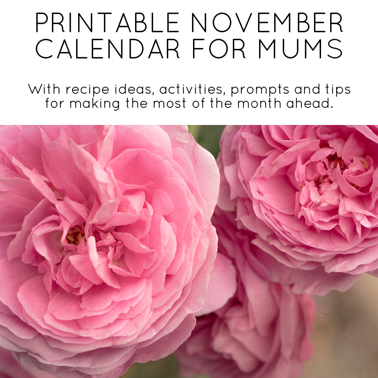 November Calendar for Mums - free printable