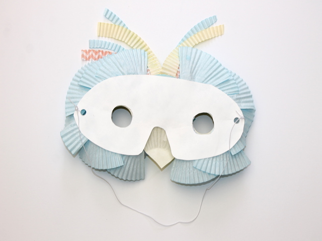 paper plate bird mask with elastic strap