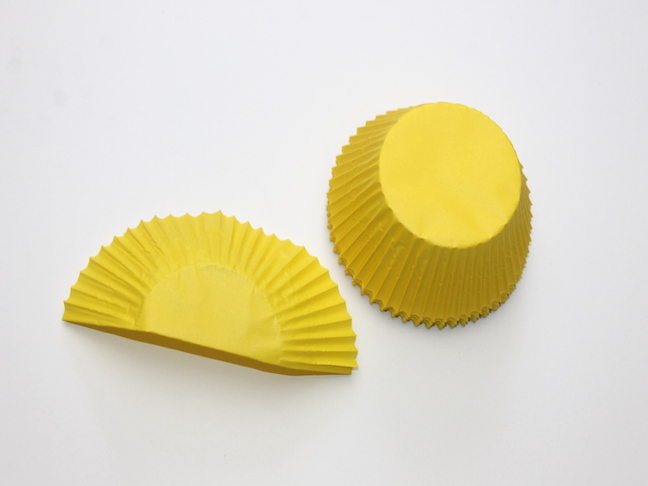yellow cupcake liner folded in half
