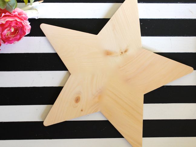 wood star black white stripes