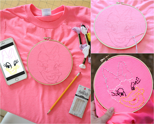 Embroidered Daisy Duck - DIY Disney Tees For The Whole Family