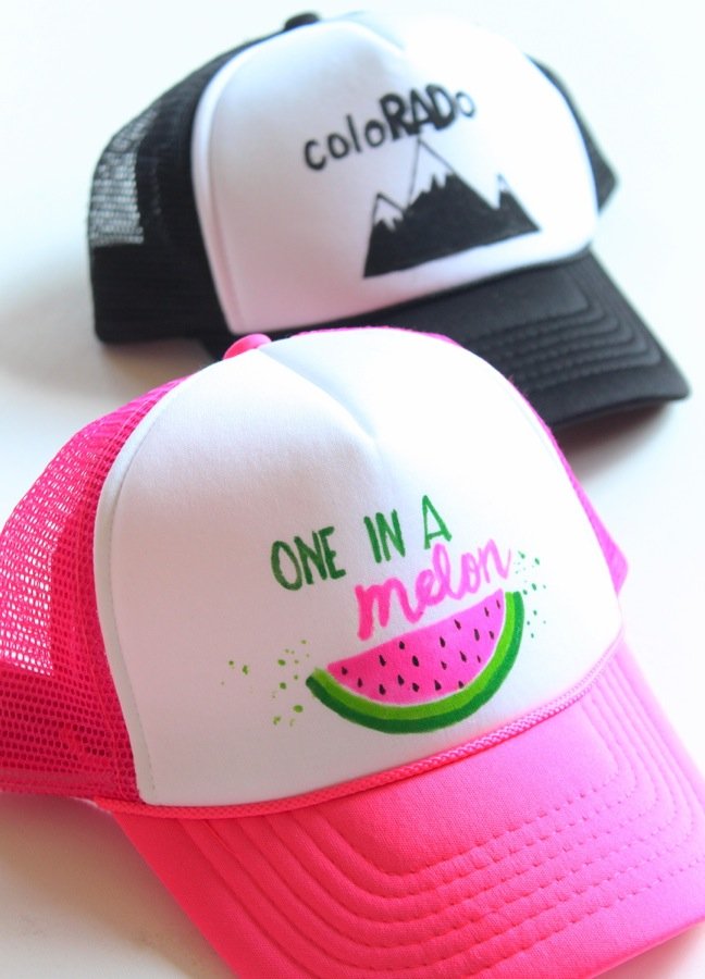one-in-a-melon-colorado-black-and-white-hat-trucker-hat-with-diy-art