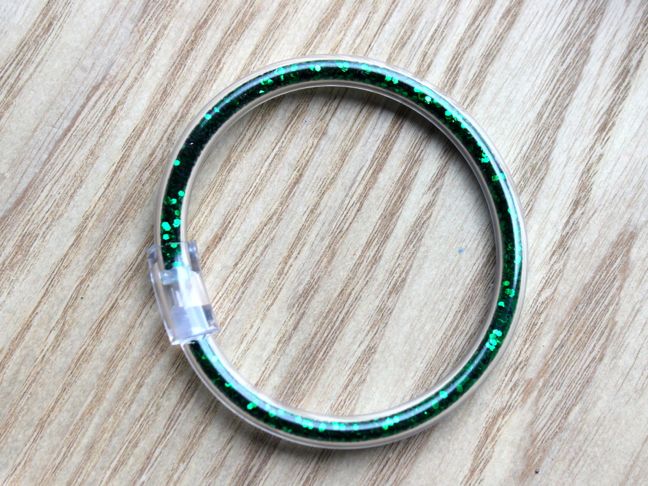 green diy glitter bracelet platic tubing