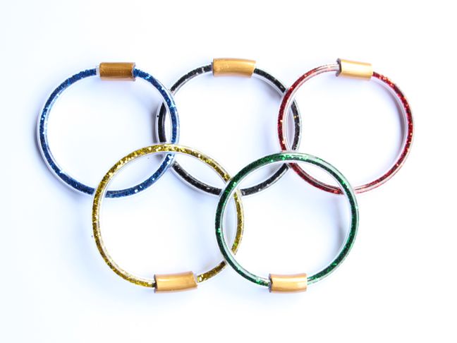 olympic rings diy glitter bracelets red yellow green