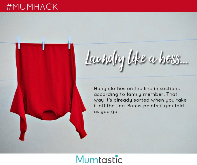 Mum Hack - hang clothes on the line in sections