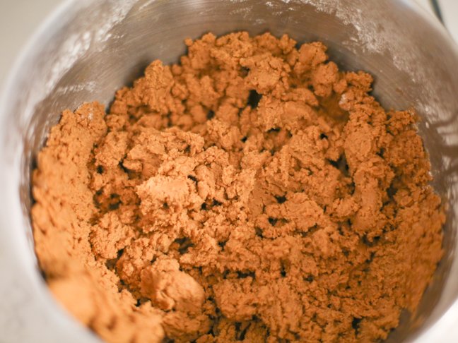Gingerbread dough in a mixing bowl