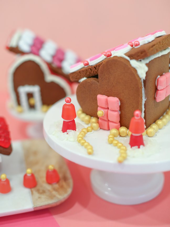 Valentine gingerbread house with candy door