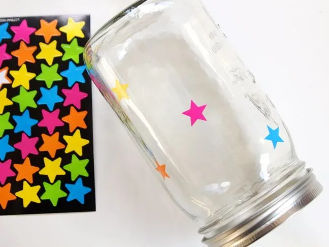 pink-blue-green-yellow-stars-on-a-mason-jar