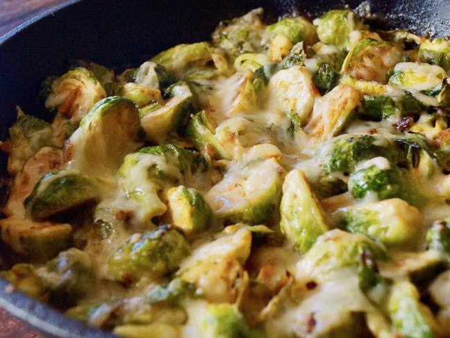 green-white-brussels sprouts-melted cheese