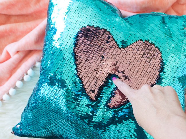 Teens will Love this Mermaid Sequin Pillow with Reversible Sequins