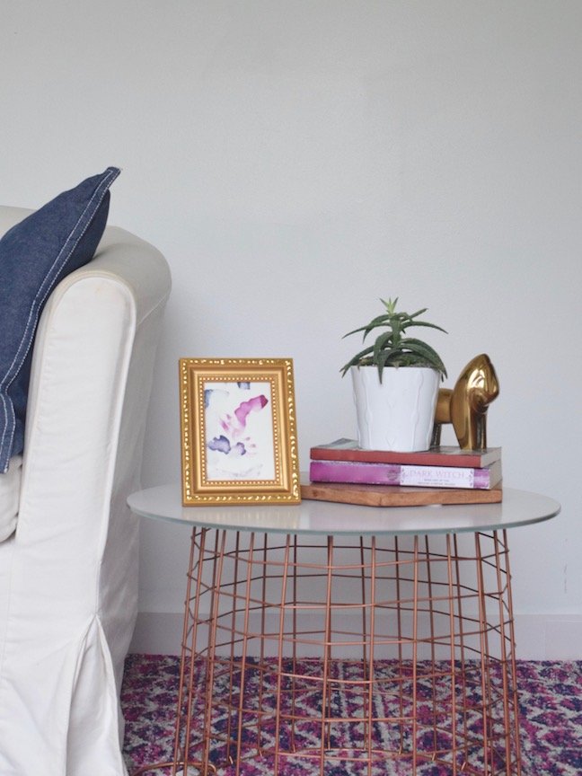 DIY Wire Basket Table, No Tools Necessary