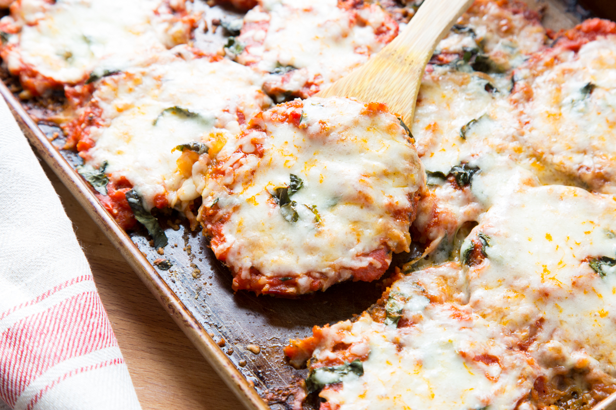 There’s Zero Frying Involved For This Sheet-Pan Eggplant Parmesan