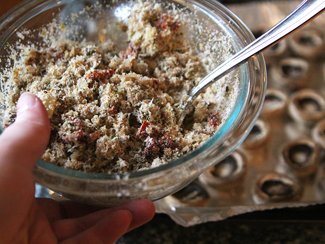 Sundried Tomato Parmesan Stuffed Mushrooms