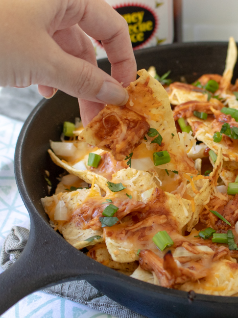 Skillet BBQ Chicken Nachos are the Easiest Game Day Snack