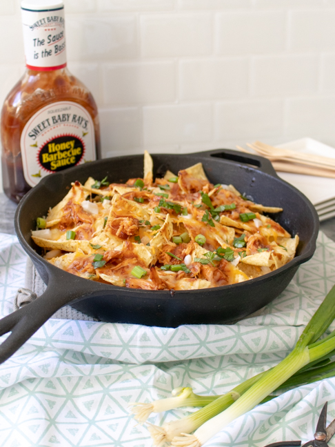 Skillet BBQ Chicken Nachos are the Easiest Game Day Snack