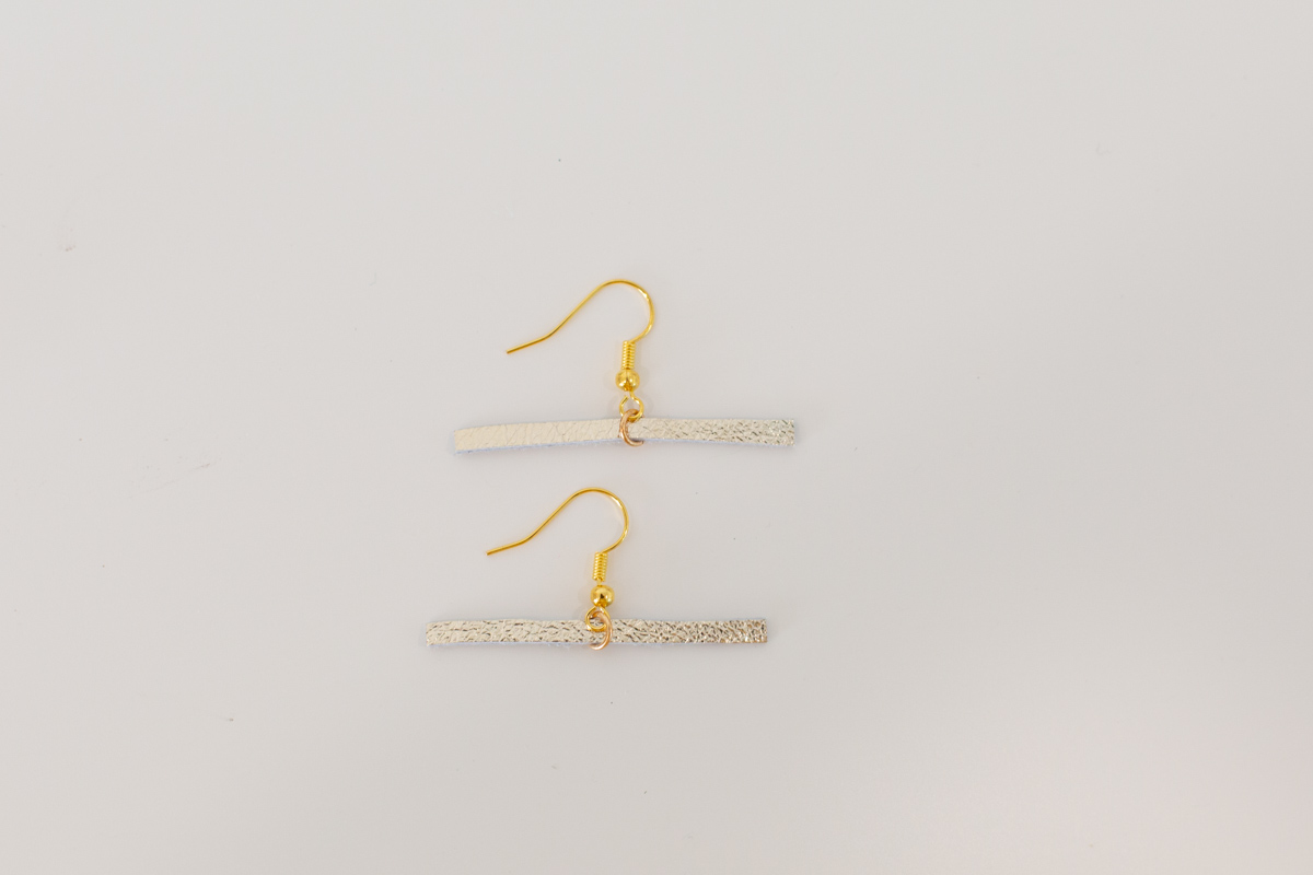 Fish hook earring backs with leather strips