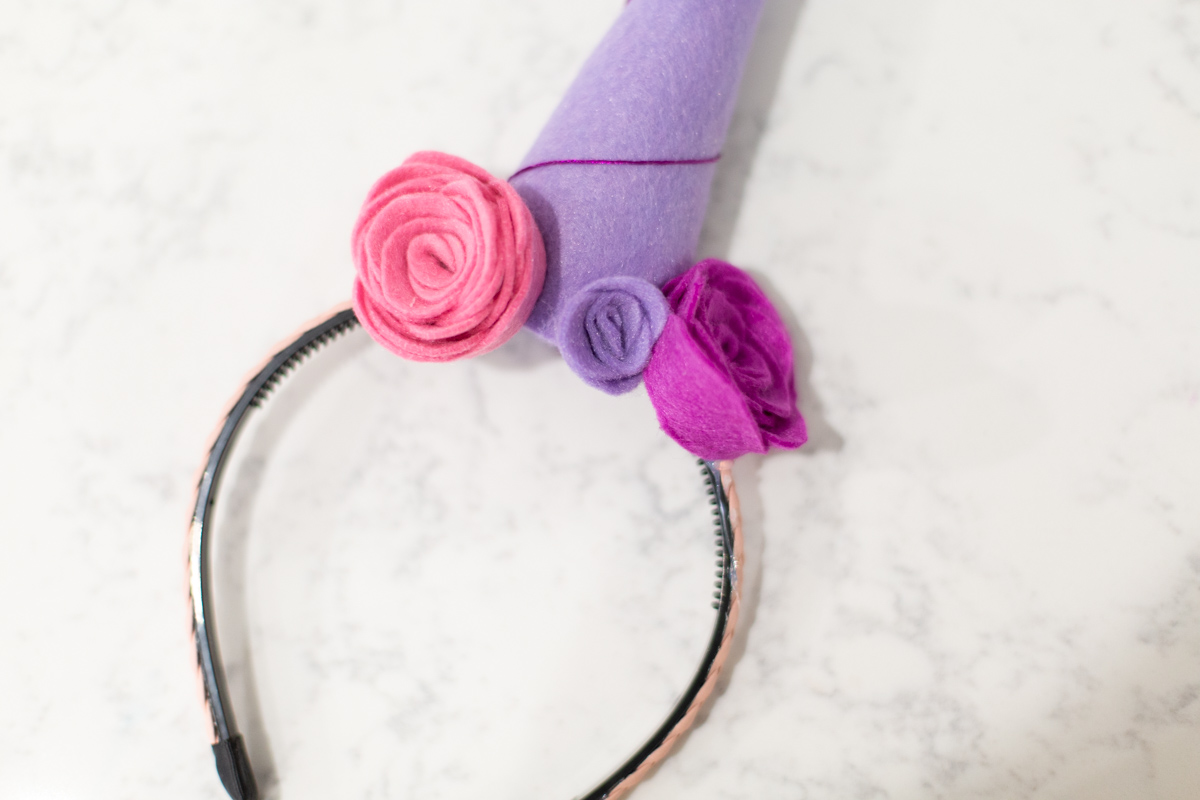 DIY purple unicorn horn headband