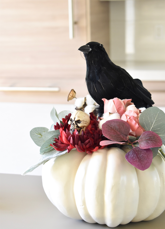 How To Transform Fall Flower Arrangement To A Spooky Boo-quet