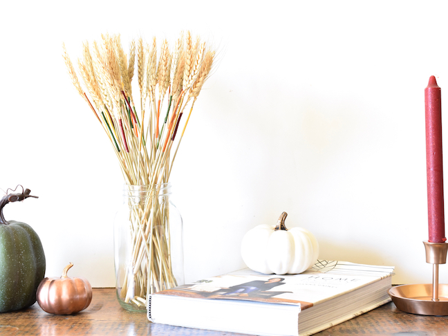 DIY Fall Wheat Bundle With a Pop of Color