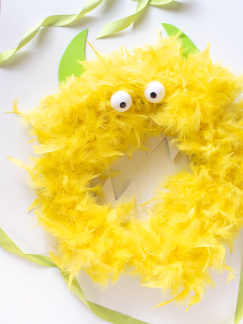 This Completely Un-Scary Monster Wreath will Brighten your Door for Halloween