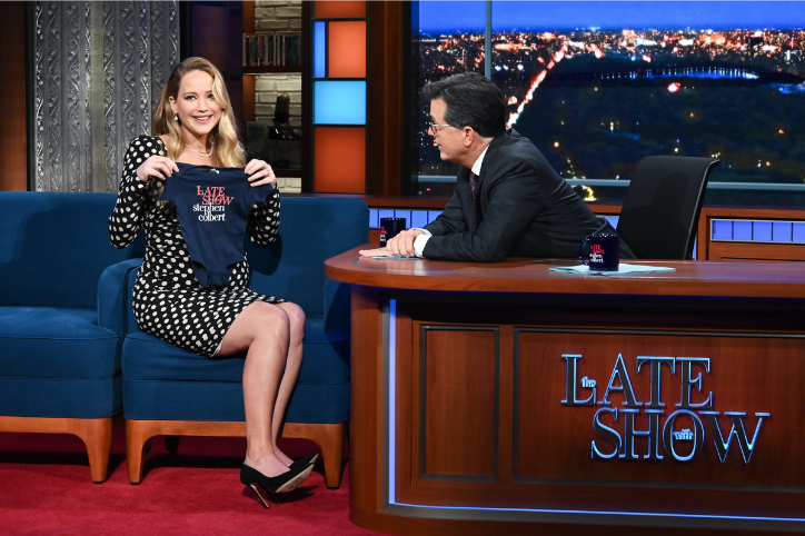 Jennifer Lawrence on Late Night with Stephen Colbert