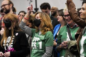 COLUMBUS, OHIO - NOVEMBER 7: Supporters of Ohio Issue 1 cheer after results for 2023 Ohio Issue 1 were called at a watch party hosted by Ohioans United for Reproductive Rights on November 7, 2023 in Columbus, Ohio. 2023 Ohio Issue 1, officially titled "The Right to Reproductive Freedom with Protections for Health and Safety," would codify reproductive rights in the Ohio Constitution, including contraception, fertility treatment and the right to abortion up to the point of fetal viability while permitting restrictions after. (Photo by Andrew Spear/Getty Images)