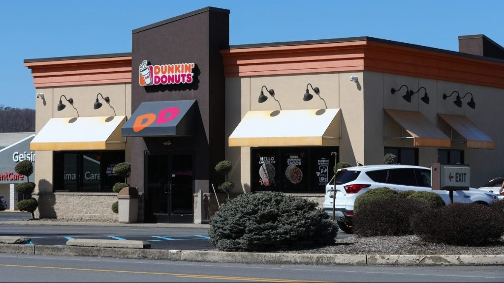 An exterior view of a Dunkin' Donuts restaurant in Sunbury.