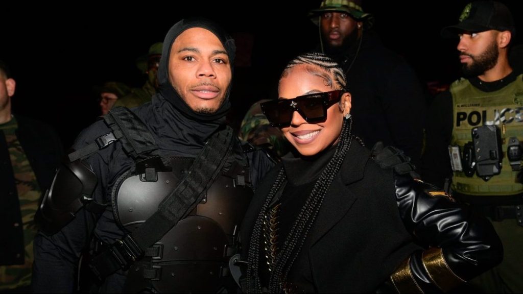Nelly and Ashanti attend Nelly's Halloween Birthday Celebration on October 31, 2023 in Fairburn, Georgia.