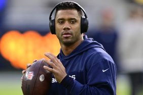 Denver Broncos quarterback Russell Wilson (3) during warmups before playing the Los Angeles Chargers at SoFi Stadium in Inglewood, California Sunday December 10, 2023.