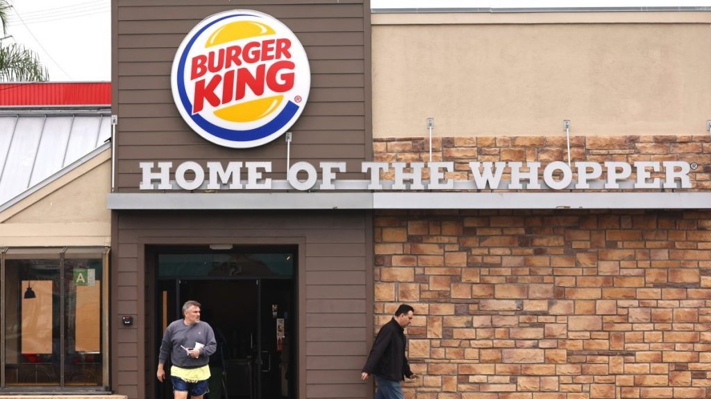 The Burger King logo is displayed at a Burger King fast food restaurant on January 17, 2024 in Burbank, California.