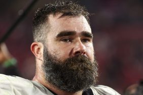 Jason Kelce #62 of the Philadelphia Eagles looks on after an NFL wild-card playoff football game against the Tampa Bay Buccaneers at Raymond James Stadium on January 15, 2024 in Tampa, Florida